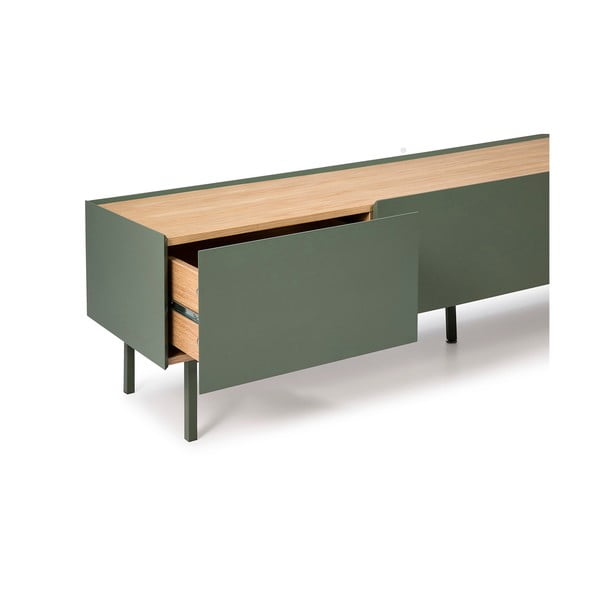 TV spintelė žalios spalvos/natūralios spalvos iš ąžuolo 180x45 cm Arista – Teulat-image-4