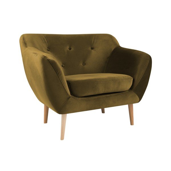 Garstyčių geltonos spalvos fotelis Mazzini Sofas Amelie-image-4