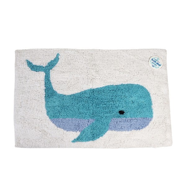 Baltas/mėlynas vonios kilimėlis 83x52,5 cm Whale - Rex London