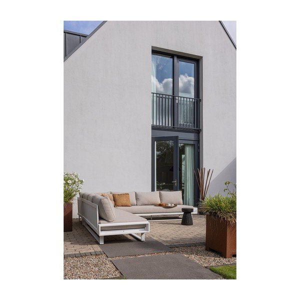 Iš aliuminio sodo sofa baltos spalvos/pilkos spalvos (su kairiuoju kampu) Flint – Exotan-image-2