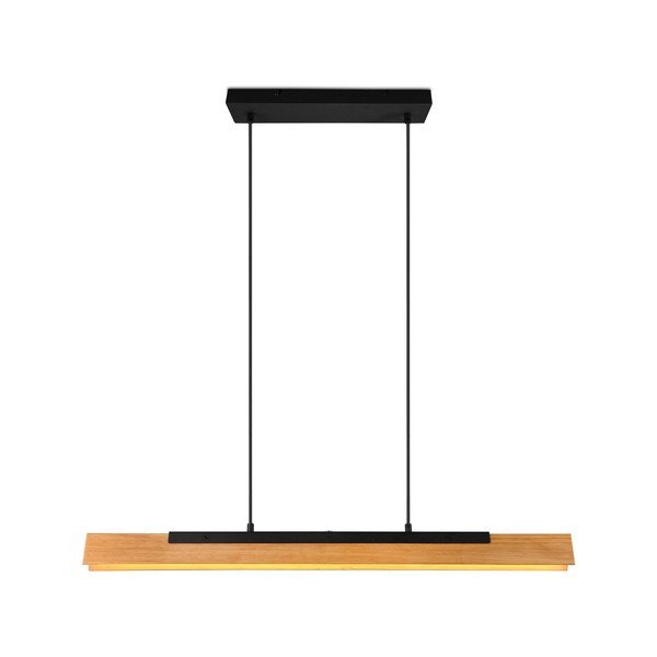 Matinės juodos spalvos kabantis šviestuvas LED su mediniu gaubtu Kerala – Trio