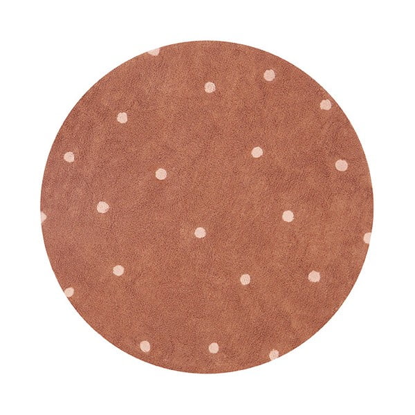Skalbiamas/rankų darbo iš medvilnės vaikiškas kilimas raudonos plytų spalvos ø140 cm Round Dot Chestnut – Lorena Canals