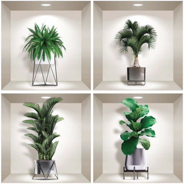 4 3D sieninių lipdukų rinkinys Ambiance Indoor Plants-image-1
