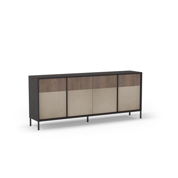Žema šoninė spintelė antracito spalvos/šviesiai rudos spalvos 206x86 cm Amalia – Marckeric-image-1