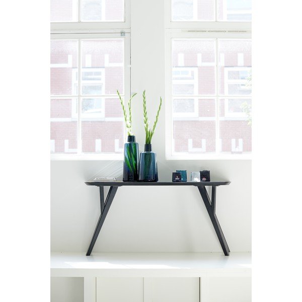 Matinės juodos spalvos iš akacijos masyvo konsolinis staliukas 44x160 cm Quenza – Light & Living-image-1