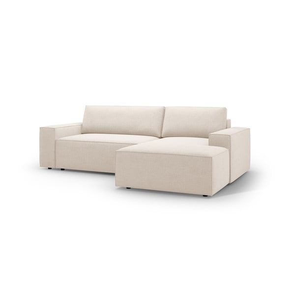 Iš boucle sulankstoma kampinė sofa smėlio spalvos (su dešiniuoju kampu) Jodie – Micadoni Home-image-2