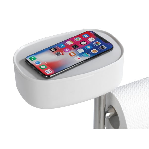 Tualetinio popieriaus laikiklis iš nerūdijnačio plieno baltos spalvos/sidabrinės spalvos šepečio stovas Rivazza – Wenko-image-2