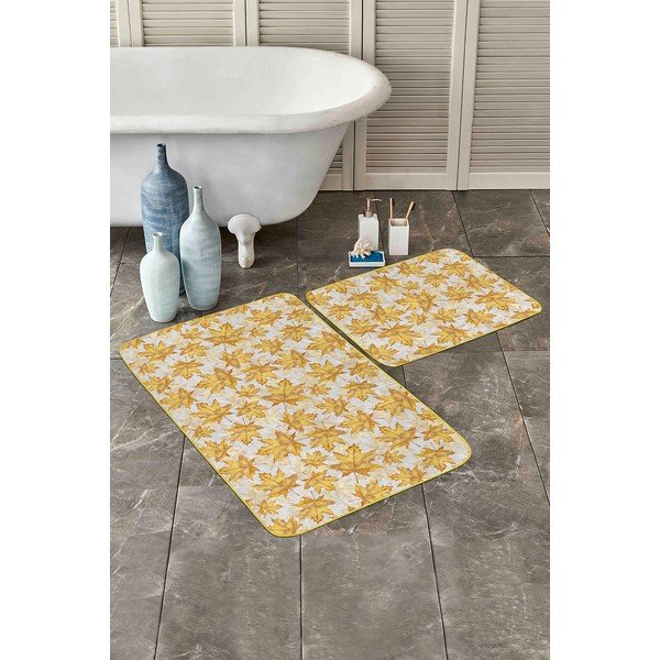 Vonios kilimėliai geltonos spalvos 2 vnt. 60x100 cm – Mila Home-image-3