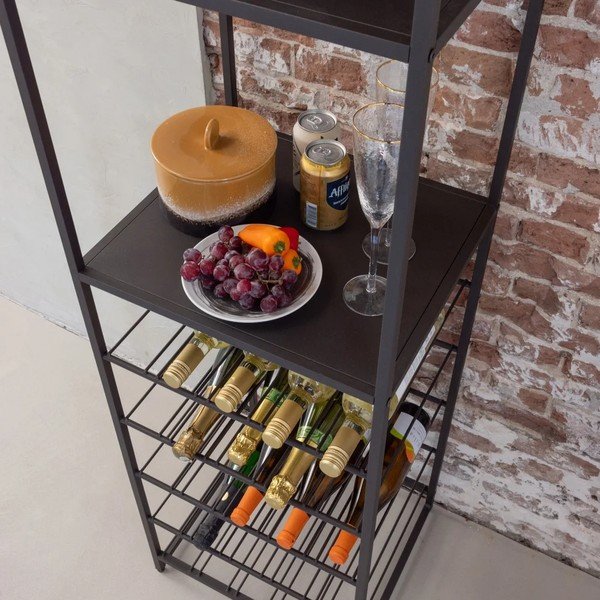 Tamsiai rudos spalvos vyno spintelė butelių skaičius 25, 45x185x40 cm Reese – WOOOD-image-2