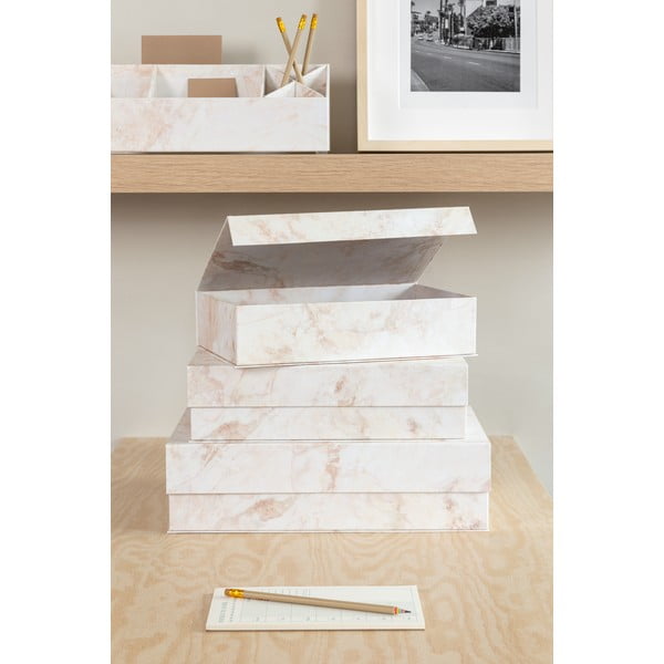 Smėlio spalvos iš kartono daiktadėžės su dangčiu 3 vnt. 42,5x29,5x13 cm Kian Paper Laminate – Bigso-image-2