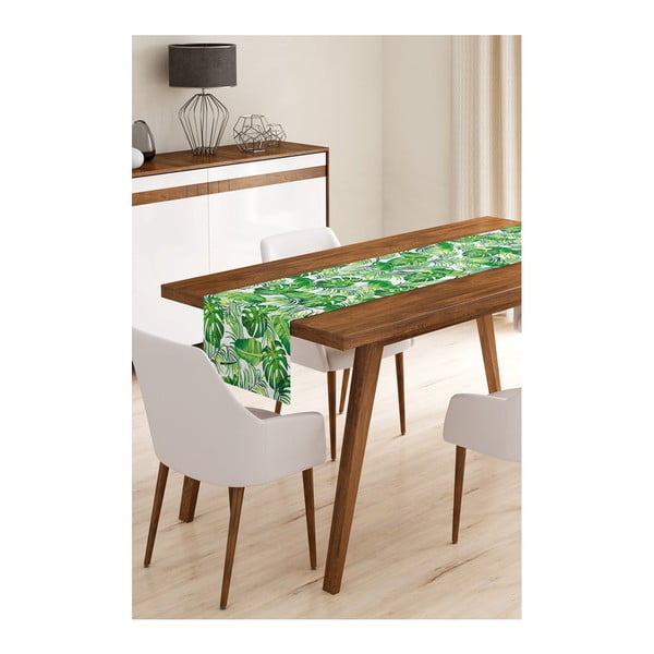 Mikropluošto stalo kilimėlis Minimalist Cushion Covers Green Jungle Leaves, 45 x 140 cm