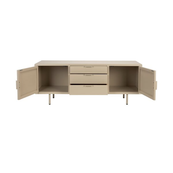 Smėlio spalvos šoninė spintelė 140x55x40 cm Kos – White Label-image-3