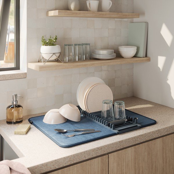 Iš tekstilės indų džiovinimo padėkliukas mėlynos spalvos 61x46 cm Udry – Umbra-image-1