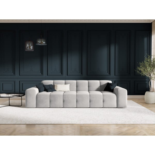 Šviesiai pilka aksominė sofa 255 cm Kendal - Micadoni Home-image-1