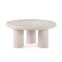 Kreminės spalvos apvalios formos kavos staliukas su akmens dekoru ø 80 cm Iriel – MOME