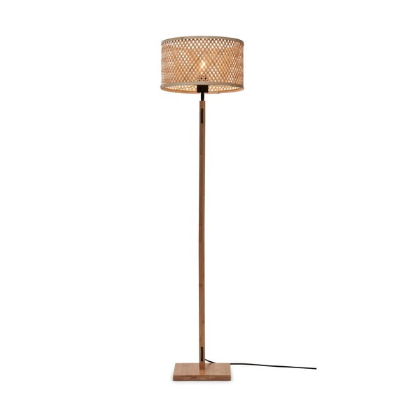 Pastatomas šviestuvas natūralios spalvos (aukštis 128 cm) su bambukiniu gaubtu Java – Good&Mojo