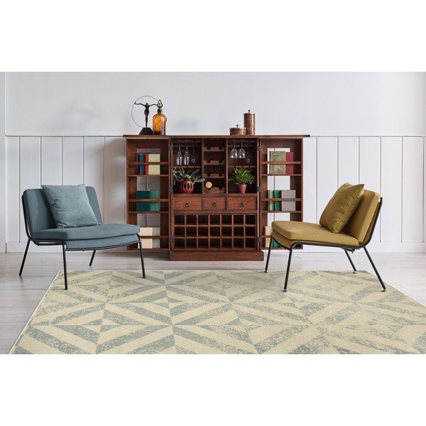 Kilimas iš vilnos smėlio spalvos 133x180 cm Tile – Agnella-image-1