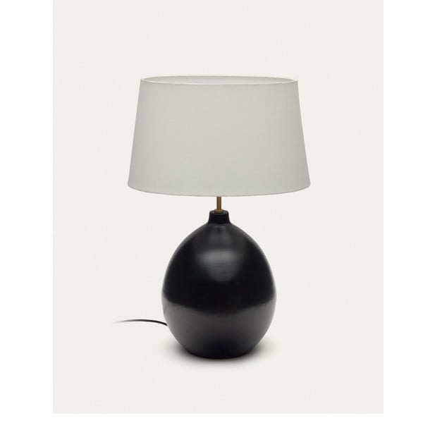 Juodos ir baltos spalvos stalinis šviestuvas (aukštis 72 cm) su tekstiliniu gaubtu Foixa – Kave Home-image-4