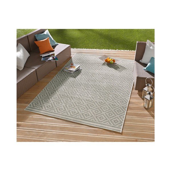 Pilkos ir kreminės spalvos protektorius, tinkamas naudoti lauke NORTHRUGS Meadow, 80 x 200 cm-image-4
