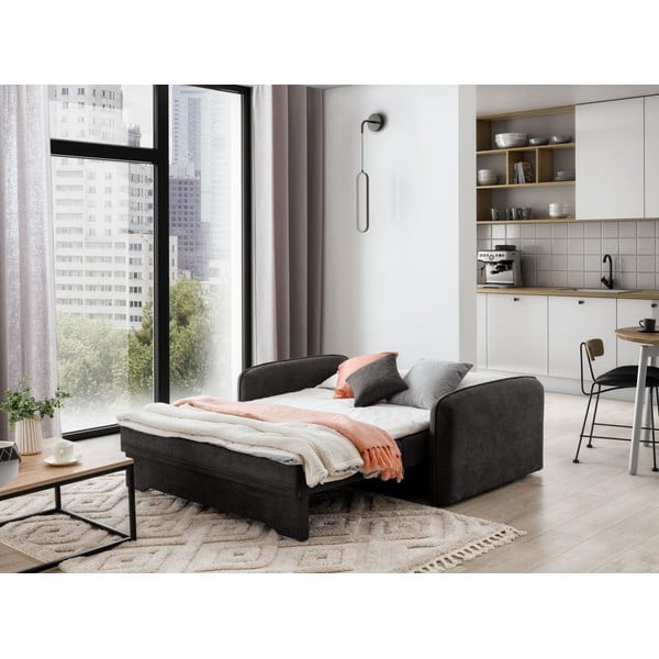Tamsiai pilkos spalvos iš šenilinio audinio sulankstoma/su sandėliavimo vieta sofa 155 cm Laine – ELTAP-image-4