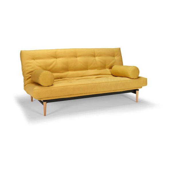 Geltonos spalvos sofa lova Inovacijos "Colpus Soft Mustard Flower