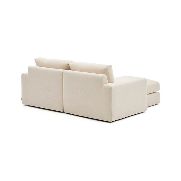 Smėlio spalvos kampinė sofa iš šenilinio audinio (su kairiuoju kampu/su gultu) Alea – Kave Home-image-4