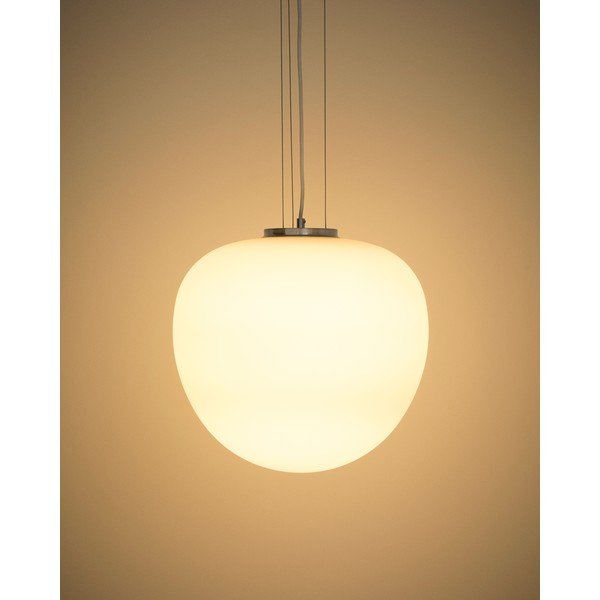 Baltos spalvos kabantis šviestuvas ø 40 cm su stiklo gaubtu Ardali – Kave Home-image-1
