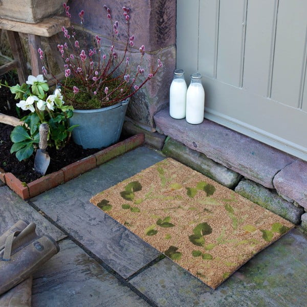 Iš kokoso pluošto grindų kilimėlis 40x60 cm Watercolour Leaves – Artsy Doormats-image-3