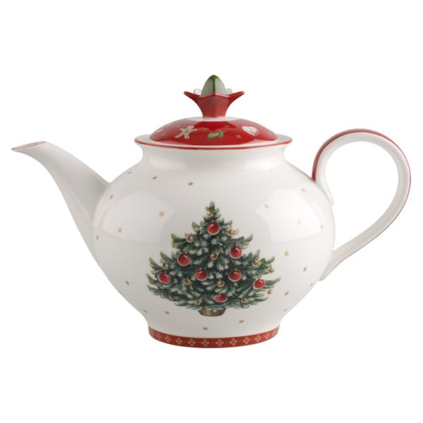Raudonai baltas porcelianinis arbatinukas su kalėdiniu motyvu Villeroy & Boch