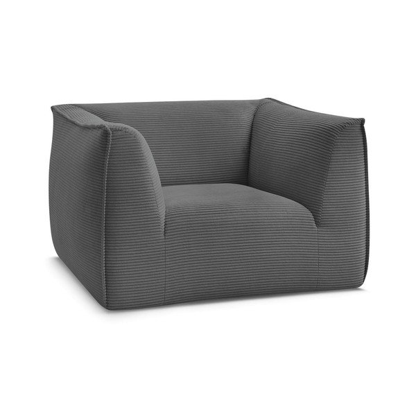 Tamsiai pilkos spalvos krėslas iš kordinio velveto Giorgia – Bobochic Paris