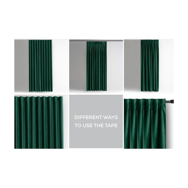 Tamsiai žalios spalvos iš velveto pritemdymas (dalinis užtemimas) užuolaida 140x270 cm Pleat – Restilo-image-3