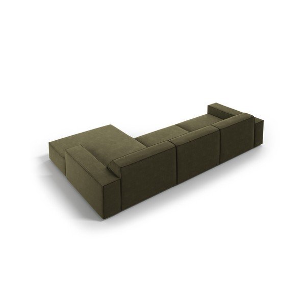 Khaki spalvos modulinė kampinė sofa iš velveto (su dešiniuoju kampu/su gultu) Jodie – Micadoni -image-3