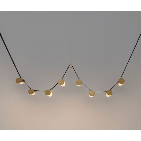 Žalvario spalvos iš aliuminio kabantis šviestuvas LED su pritemdymo funkcija su stiklo gaubtu Luma – Nova Luce-image-4