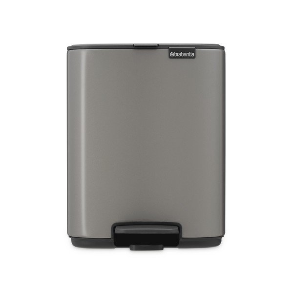 Pilkos spalvos šiukšliadėžė iš plieno su pedalu 7 l Bo – Brabantia-image-4