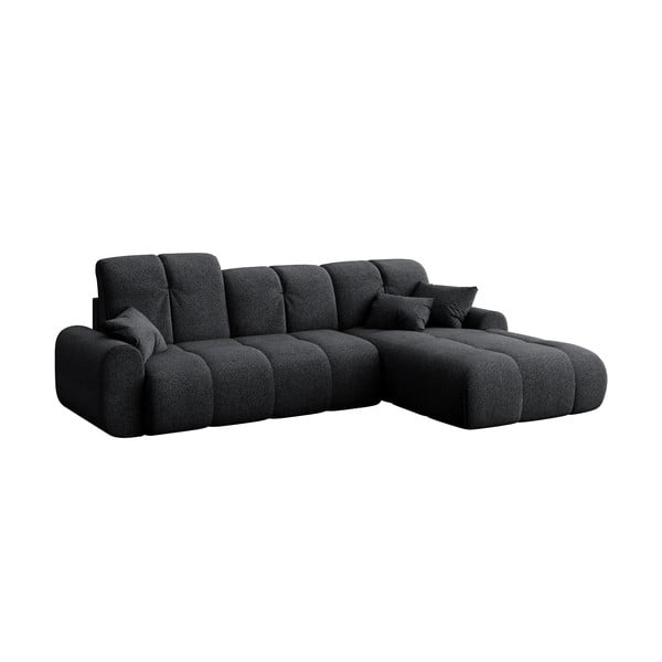 Tamsiai pilka kampinė sofa-lova Devichy Tous, dešinysis kampas-image-2
