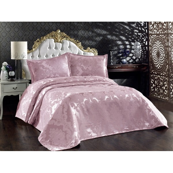 Lovatiesė rožinės spalvos iš medvilnės dvigulei lovai 240x260 cm Beste – Mijolnir