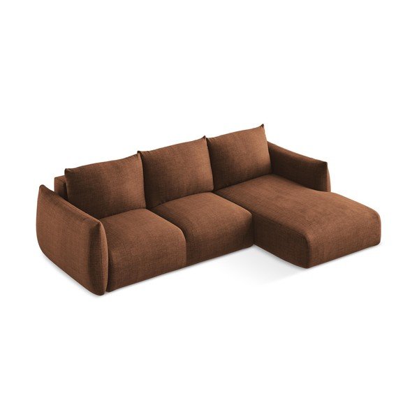 Terakotos spalvos sulankstoma kampinė sofa (su dešiniuoju kampu/su gultu) Leila – Makamii-image-4