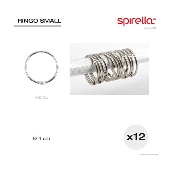 Matinės sidabrinės spalvos dušo užuolaidų žiedai 12 vnt. Ringo Small – Spirella-image-3