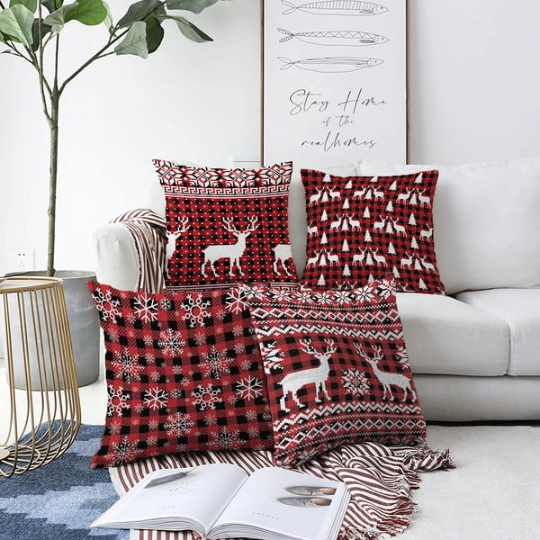 4 pagalvių užvalkalų rinkinys Minimalist Cushion Covers Tartan, 55 x 55 cm