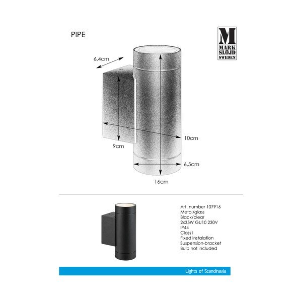Sieninis lauko šviestuvas (aukštis 16 cm) Pipe - Markslöjd-image-2
