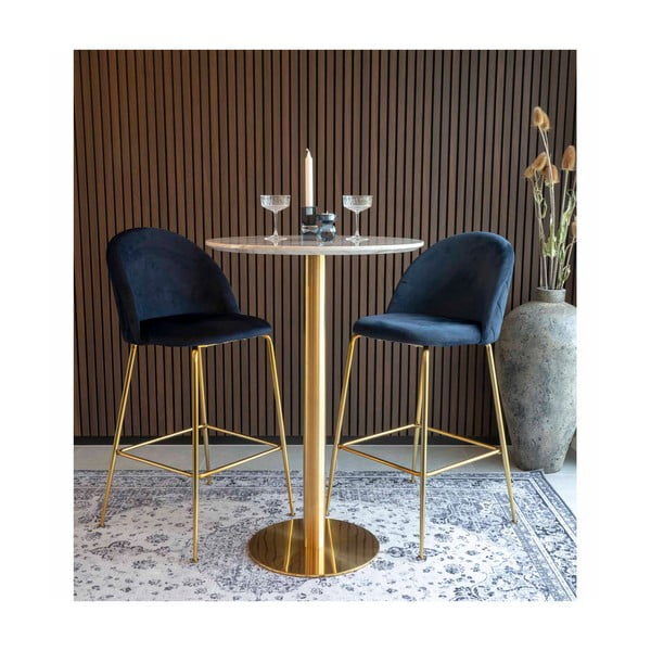 Apvalios formos baro stalas su marmuro dekoro stalviršiu ø 70 cm Bolzano – House Nordic-image-4