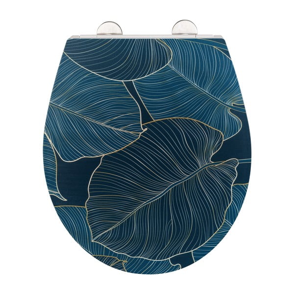 Mėlyna tualeto sėdynė Wenko Big Leaves, 38 x 45 cm