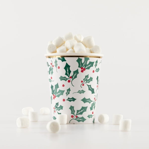 Iš popieriaus vienkartiniai puodeliai 8 vnt. Holly Pattern – Meri Meri-image-3