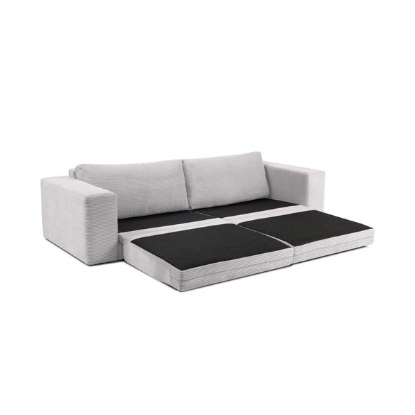Šviesiai pilka aksominė sofa-lova Milo Casa Donatella-image-4