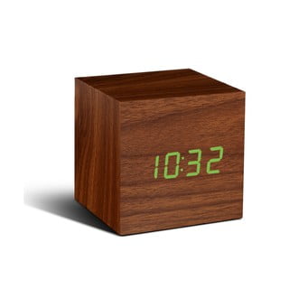 Rudas žadintuvas su žaliu LED ekranu Gingko Cube Click Clock
