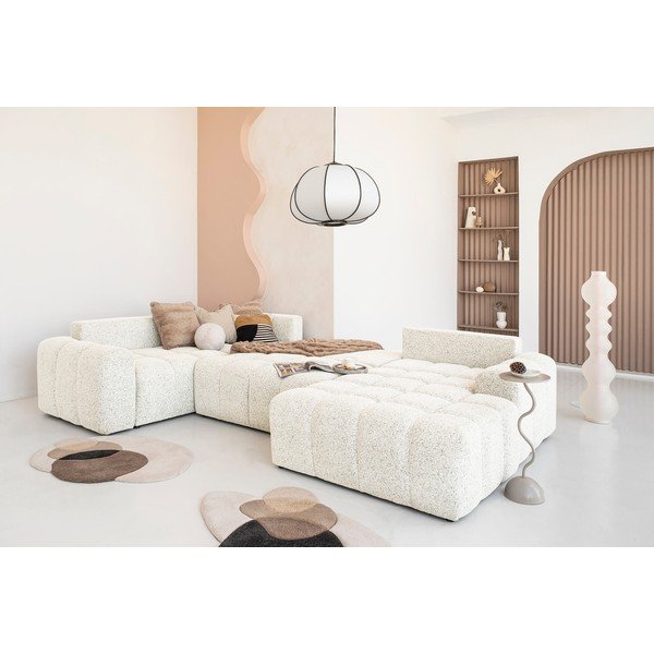 Kreminės spalvos sulankstoma/su sandėliavimo vieta modulinė kampinė sofa (su kairiuoju kampu) Lulu – Miuform-image-1