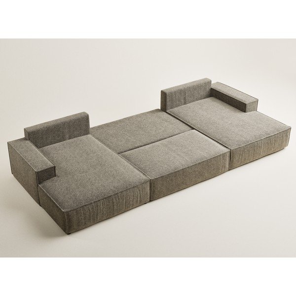 Rudos spalvos sulankstoma/su sandėliavimo vieta kampinė sofa iš šenilinio audinio („U“ formos) Kyoto – Maison de Rêve-image-3