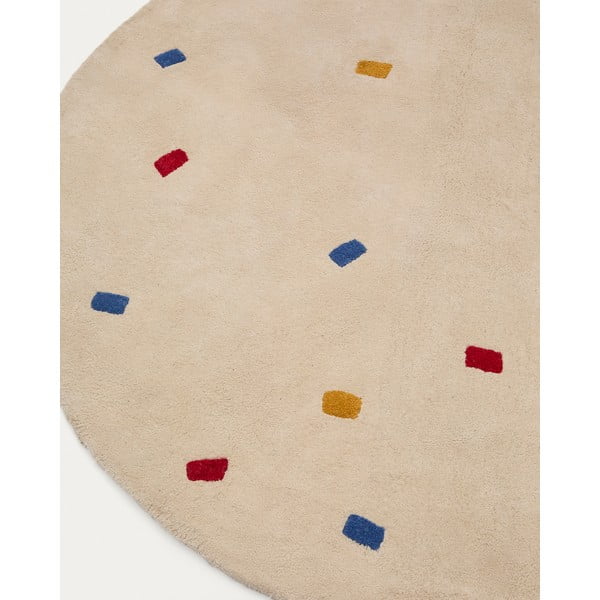 Kreminės spalvos iš medvilnės vaikiškas kilimas ø120 cm Luli – Kave Home-image-3