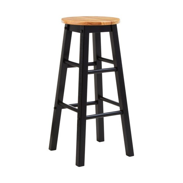 Juodos spalvos/natūralios spalvos iš kaučiukmedžio masyvo baro taburetė (sėdynės aukštis 74 cm) Chester – Premier Housewares