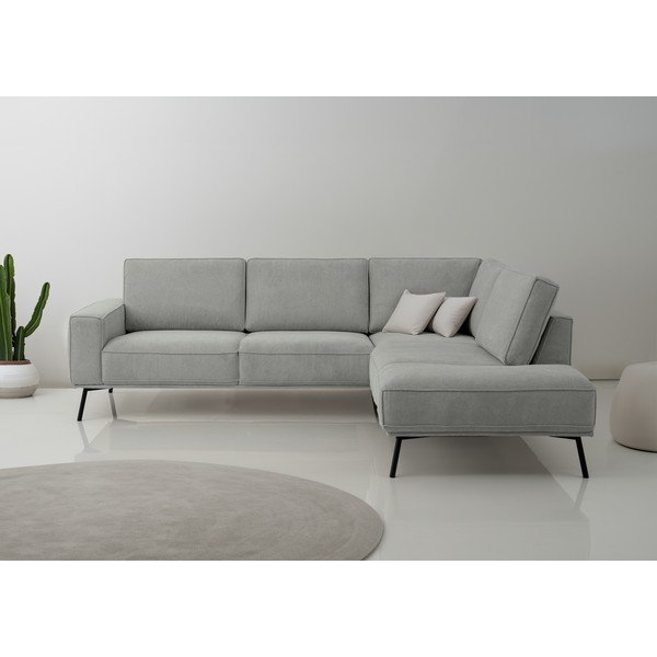 Šviesiai pilkos spalvos kampinė sofa iš šenilinio audinio (su dešiniuoju kampu/„L“ formos) Amsterdam – Scandic-image-1